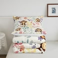 thumbnail image 5 of Kawaii Monkey Comforter Set Queen Size,Cartoon Monkey Flower Bedding Set,Watercolor Floral Quilt Bed Set Forest Wildlife Animal Down Comforter with 2 Pillowcases, 5 of 7