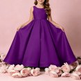 thumbnail image 2 of Girls Floor Length Princess Dresses,Cozy Satin Sleeveless Maxi A Line Solid Color Gown for Pageant Wedding Flower Girl Birthday Party Ceremony Purple 7-8 Years, 2 of 6