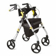 Medline Premium Empower Rollator Walker with Seat, Folding Rolling Walker with 8 in Wheels, Silver Frame