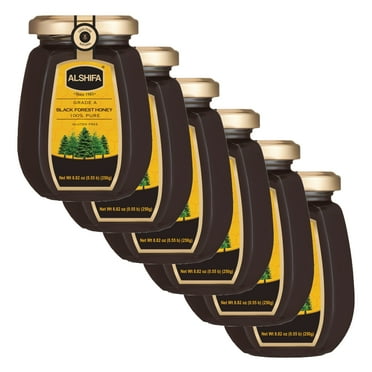 ALSHIFA Black Forest Honey 8.81oz (250g) | Pack of 6 | Multi-floral Honey | Unique Taste Sweetener | Healthy & Rich in Nutrients | No Added Sugar | Glass Bottle