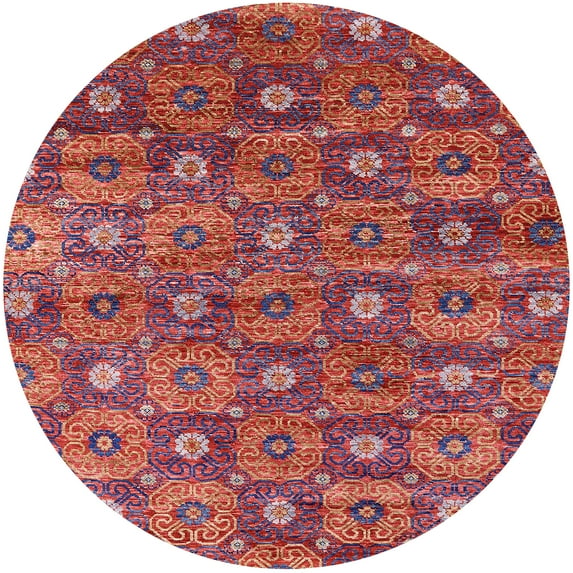 Ahgly Company Machine Washable Indoor Round Industrial Modern Rosy Pink Area Rugs, 4' Round