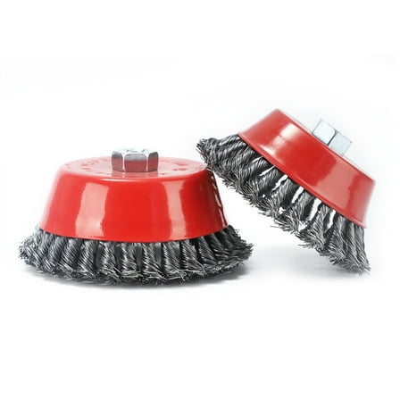 NALYL 2-Pack 4-inch Twist Knot Wire Wheel Cup Brush – 5/8-inch Arbor Grinder Accessory for Most Angle Grinders, Durable High-Speed Wire Brush for Metal Polishing Rust Removal and Deburring