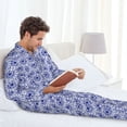 thumbnail image 6 of Goofa Blue And White Flowers for 2-piece Loungewear Set Men’s Sleepwear Set Soft PJs Cozy loungewear Comfy Sleep Set Winter Pajamas-X-Large, 6 of 7