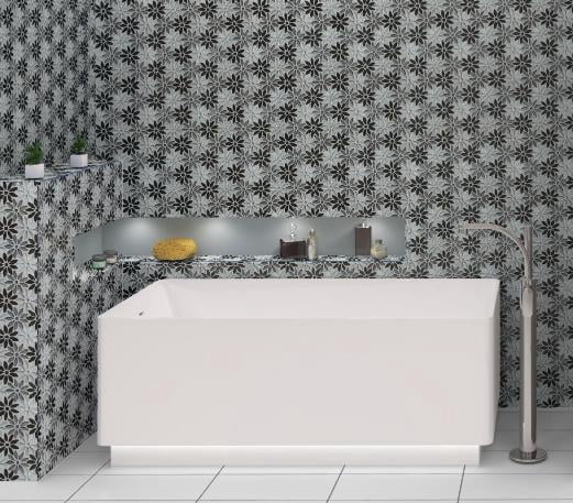Fresh Ticia Gray Floral Pattern Polished Glass Mosaic Wall and Floor Tile