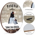 thumbnail image 2 of Penguin Bath Soap Vintage Round Wooden Sign Wash Your Hands Retro Sign for Home Livingroom Bathroom Funny Bathroom Wall Decor Housewarming Gift 12x12 Inches.jpg, 2 of 6