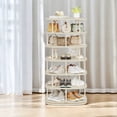 thumbnail image 2 of 7-Tier Rotating Shoe Rack – 360° Spinning, Holds 28-35 Pairs, Entryway，Closet Organizer, Freestanding, Cream White, 2 of 6