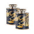 thumbnail image 5 of TISHITA 2 Pieces Loose Tea Tin Decorative Jar Dragon Pattern Elegant Tea Jar Tea Storage Container for Bar Room Coffee Blue, 5 of 8