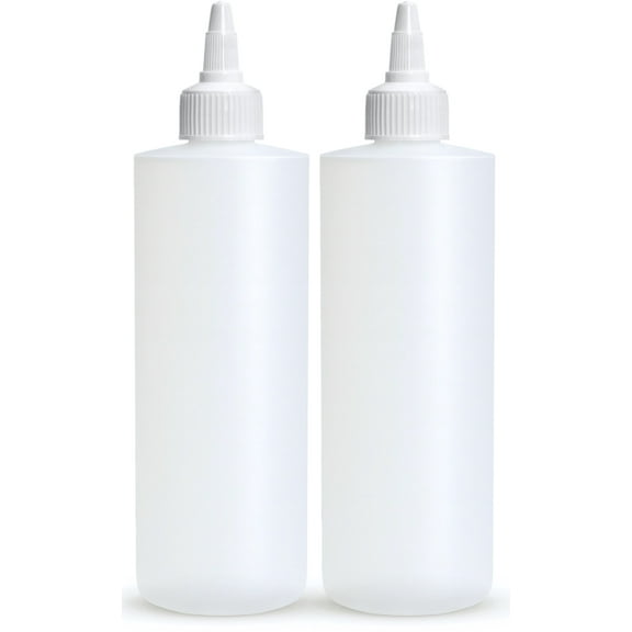 BRIGHTFROM Condiment Squeeze Bottles, 12 OZ Empty Squirt Bottle with Twist Top Cap, Leak Proof - Great for Ketchup, Mustard, Syrup, Sauces, Dressing, Oil, Arts and Crafts, BPA FREE Plastic - 2 PACK