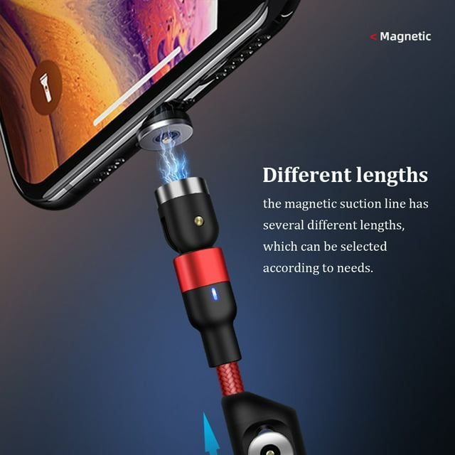 USB Charging Cable 540-Degree Magnetic Chargers Lightweight Portable Type-C Data Wire Charger Line for Smart Bracelets Red 1m 3 held