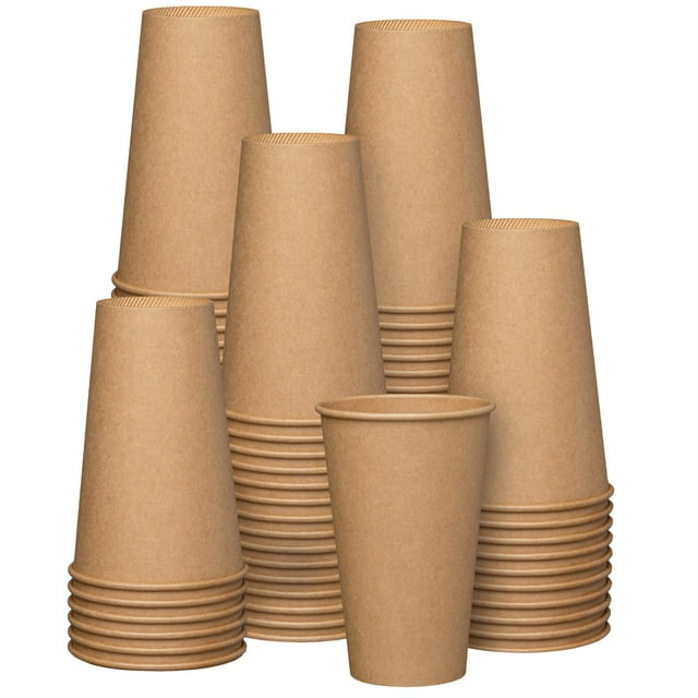 Vasos de papel desechables GUSTO 16 oz Kraft Brown 100 unidades