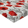 thumbnail image 4 of Ambesonne Floral Fitted Sheet, Poppy Flower Branches Print, Queen Size, Vermilion Off White, 4 of 5