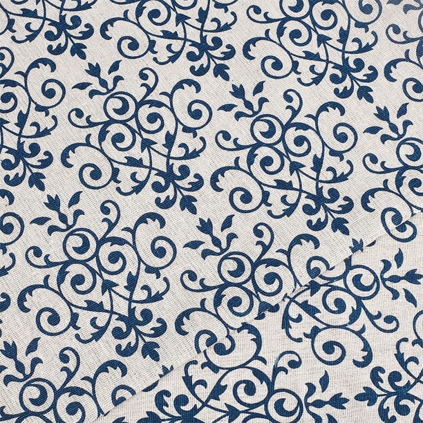 2 piezas de tela de algodón estampada con flores de 39,4 x 59 pulgadas, tela de algodón floral vintage, tela de algodón azul prusiano para patchwork y costura.