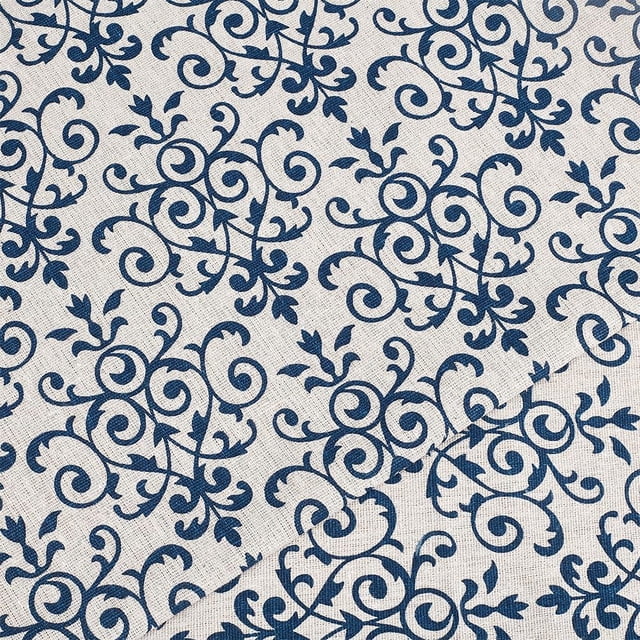 2 piezas de tela de algodón estampada con flores de 39,4 x 59 pulgadas, tela de algodón floral vintage, tela de algodón azul prusiano para patchwork y costura.
