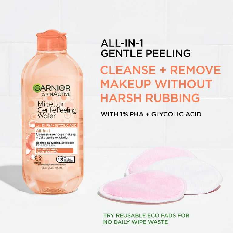 Garnier SkinActive Micellar Gentle Peeling Water Facial Cleanser, 13.5 fl oz