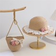 thumbnail image 2 of LNMQLPDBS Baby Sun Hat Sets Girls Wide-Brim Straw Sun-Hat for Summer Beach with Flower Kids Tourism Sun Hat with Shoulder Bag Gift for Girl Sun Protection Hat for All Season, 2 of 5
