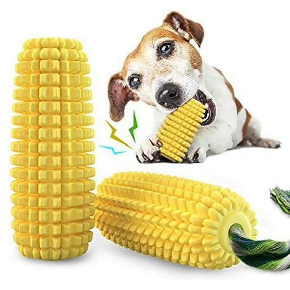 Dog Chew Toys, Indestructible Tough Squeaky Interactive Puppy Teeth Corn Stick Toy