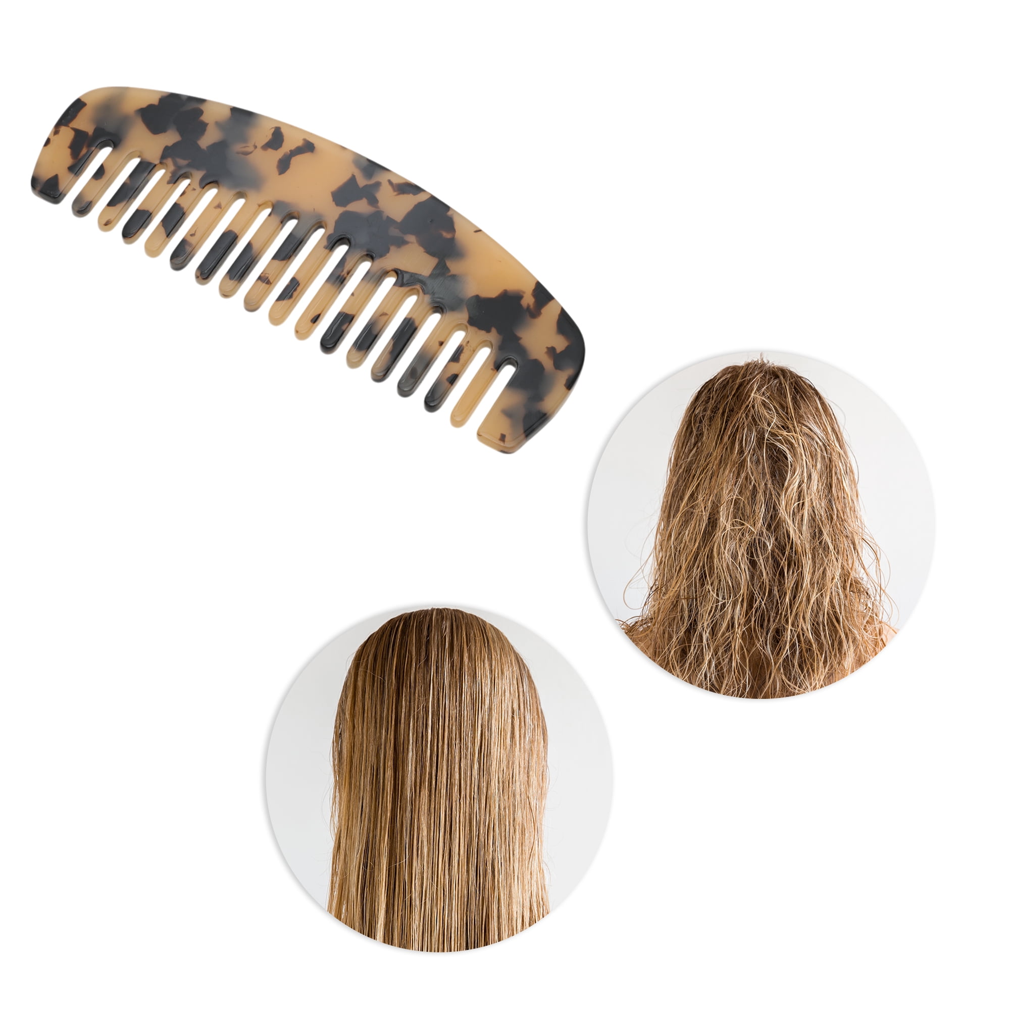 Unique Bargains 1 Pc Marble Hair Comb Designed for Making hair Smooth Light Brown