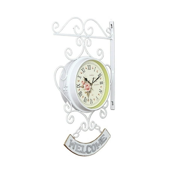 Cockerel Bell Outdoor Double Side Clock Garden Wall Quiet, Easy Read Two Faces Station Clock For Garden Home Décor Indoor Outdoor ,Widely Use
