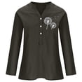 thumbnail image 4 of Summer Tops for Women 2023 Solid Color /Floral Print Cotton Linen Blouses Casual Button Up Shirts Plus Size 3/4 Roll Sleeve Tunic Shirts Tops, 4 of 4