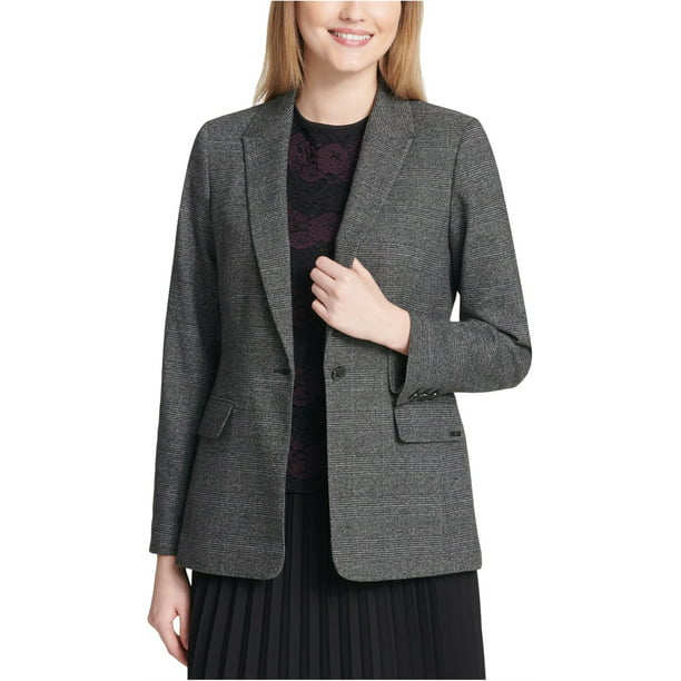 Overwinnen Corporation Transformator Calvin Klein Womens Plaid One Button Blazer Jacket, grey, 2 - Walmart.com