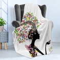 thumbnail image 4 of Zodiac Capricorn Soft Flannel Fleece Blanket, Woman Silhouette with Horns and Blooming Colorful Floral Elements Design, Cozy Plush for Indoor and Outdoor Use, 70" x 90", Multicolor, by Ambesonne, 4 of 5