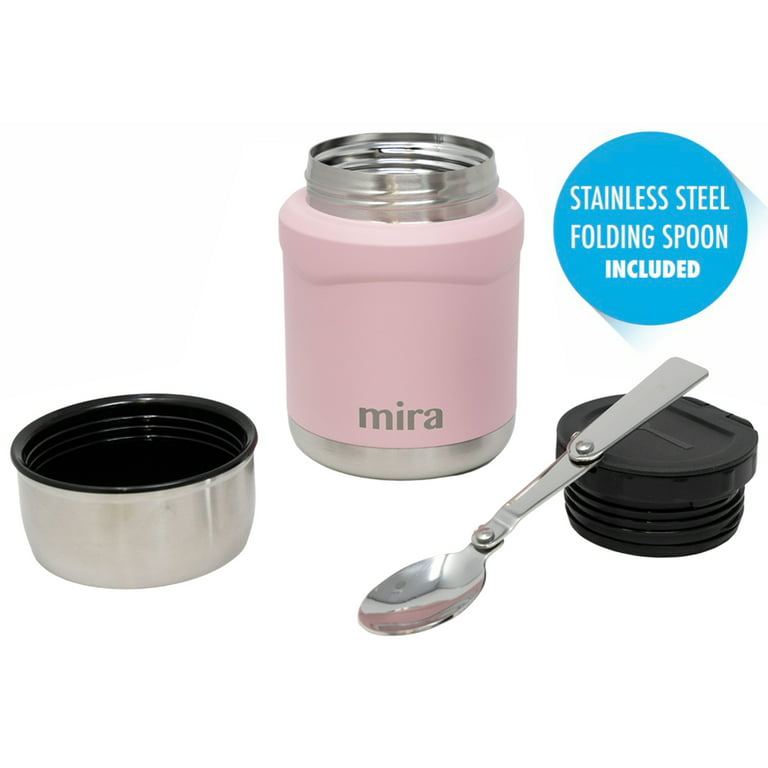 MIRA 2 Pack Insulated Food Jar Thermos for Hot Food & Soup, Compact  Stainless Steel Vacuum Lunch Container, 13.5 oz, Denim, Pink