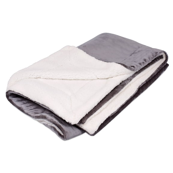 BirdRock Home Internets Best Plush Reversible Sherpa Throw Blankets | Grey | Ultra Soft Couch Blanket | Light Weight Sofa Thr