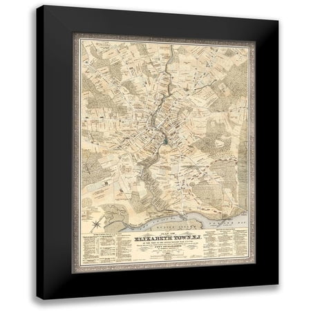 Meyer 11x14 Black Modern Framed Museum Art Print Titled - Elizabeth Town New Jersey - Meyer 1780