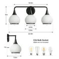 thumbnail image 3 of KAISITE 3-Lights Vanity Lights with Milky White Frosted Glass Shade Black Bathroom Light Fixtures 22.4" Wall Sconce Lighting Bath, 3 of 8