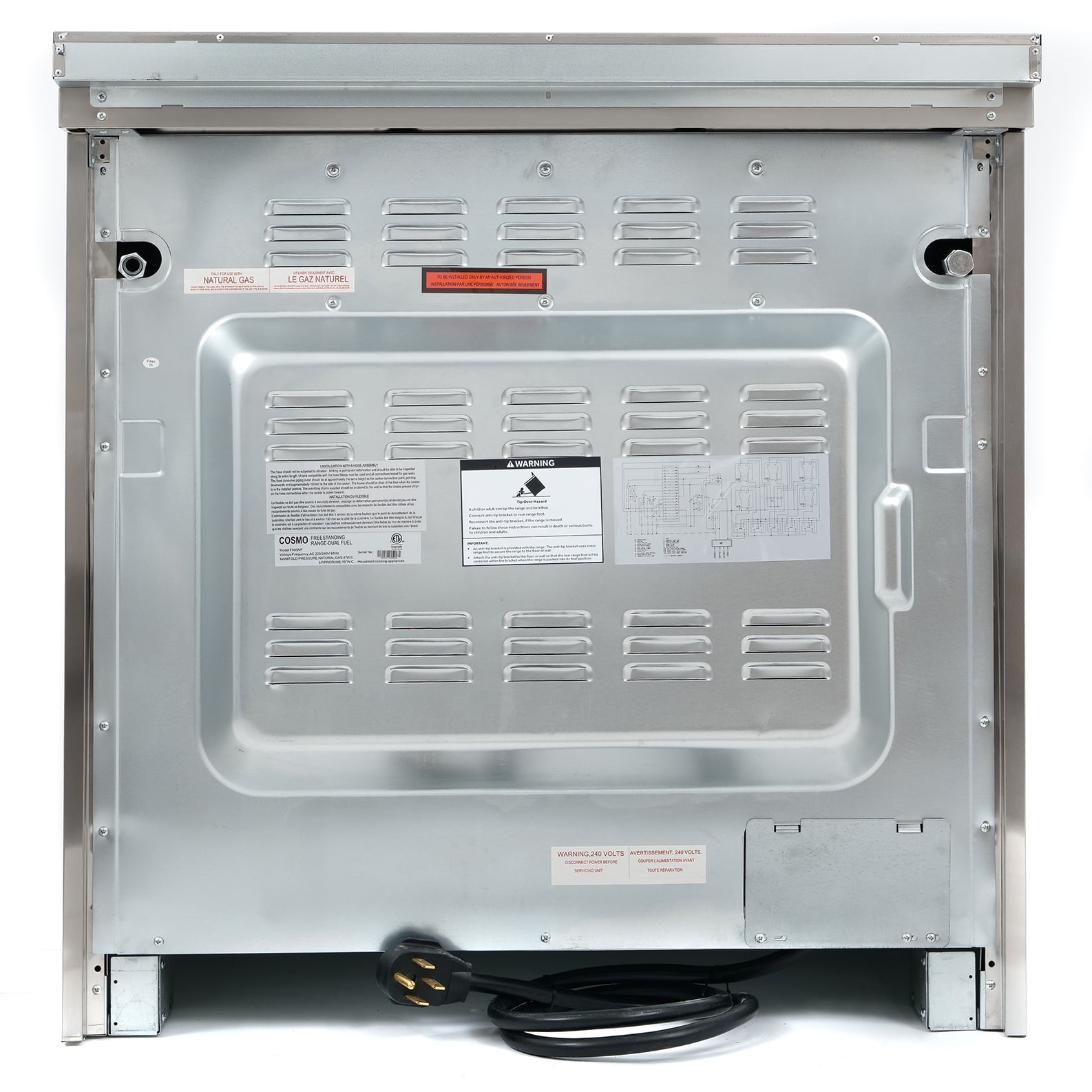 Commercial Style 36. in. 3.8 cu. ft. 5 Burners Dual Fuel Range, Convection Oven, Textured Grip Handle in Stainless Steel