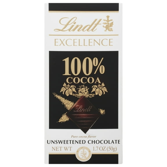 Lindt Excellence 100% Cocoa Dark Chocolate Bar, 1.7 oz (Package May Vary)