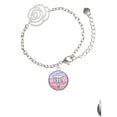 thumbnail image 2 of Delight Jewelry Silvertone Domed Multi Color CDA Silver-tone Flower Link Chain Bracelet, 6.75"+2" Extender, 2 of 4