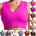 thumbnail image 3 of XFLWAM Womens Push Up Sports Bra Ribbed Seamless Workout Yoga Bra Solid Medium Support Crop Top Gym Bralette Running Bras, 3 of 3