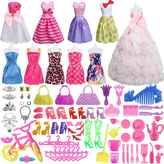10 Set Doll Clothing With 75 Pcs Accessories For 11.5 Inch Dolls Gift Set