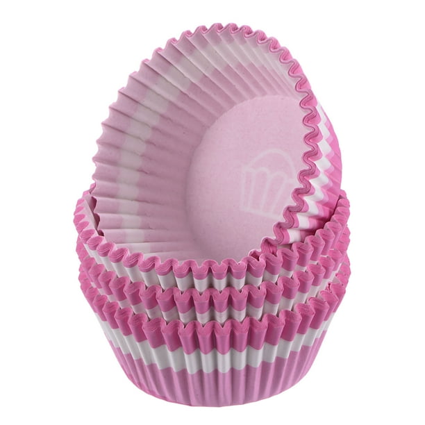 100 Contadores de Forros para Cupcakes Rosa y Blanco, Tazas de Cupcake de Tamaño Estándar, Forros de Muffins, Papeles para Hornear