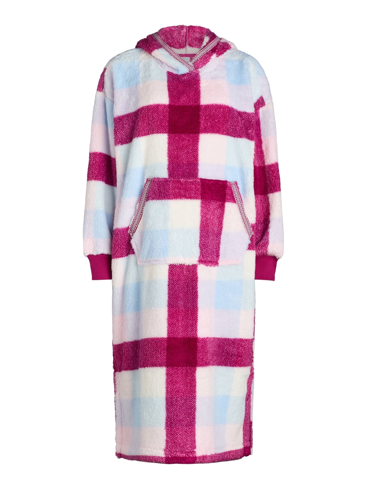 Joyspun Women's Oversized Hooded Plush Lounger, Size XS-3X