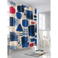 thumbnail image 3 of Shower Curtains Abstract Blue Red Geometric Bath Curtain Modern Art Waterproof Bathroom Shower Curtain Set with Hooks Decoration 36 x 72 Inches, 3 of 7