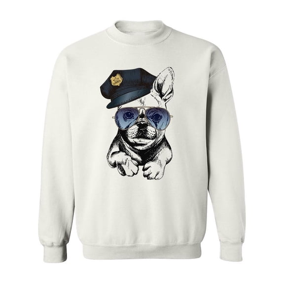 Cute French Bulldog Officer Sweatshirt Men -Image by Shutterstock, Male 5X-Large