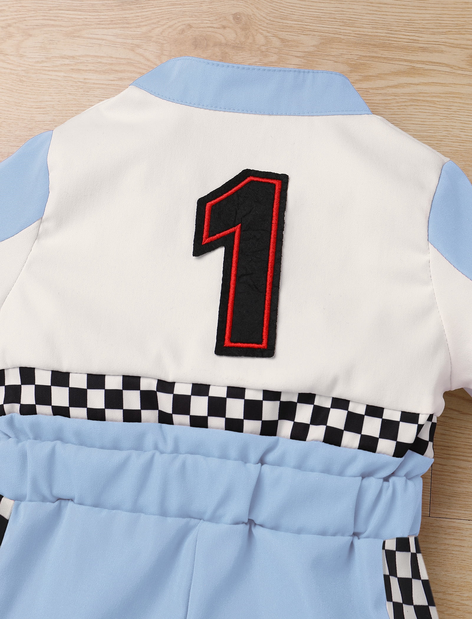 IDOPIP Baby Race Car Driver Outfit Boys Girls 1st 2nd 3rd 4th Birthday Cake Smash Photoshoot Clothes Short Sleeve Racer Romper 12-18Months Blue