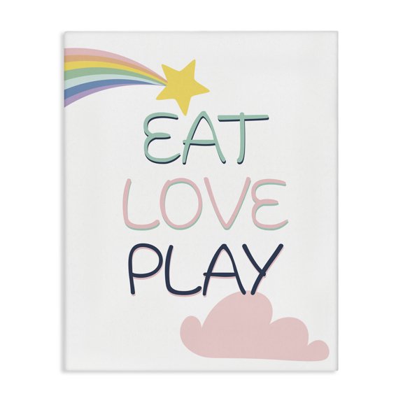 Stupell Industries Bohemian Eat Love Play Phrase Shooting Star Rainbow Sky Canvas Art, 16 x 20, by Kim Allen
