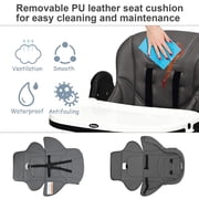 INFANS High Chair for Babies & Toddlers, Foldable Highchair with Multiple Adjustable Backrest, Footrest and Seat Height, Removable Tray, Detachable PU Leather Cushion, Built-in Rear Wheels (Gray)