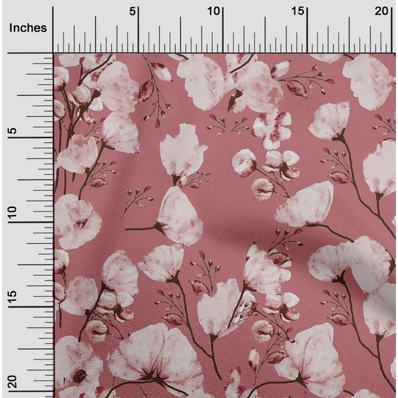 oneOone Silk Tabby Dark Peach Fabric Florals Quilting Supplies Print Sewing Fabric By The Yard 42 Inch Wide