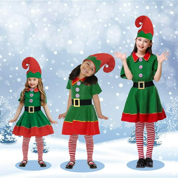 Para Niña Ropa De Duendes NavideÃ±os Disfraz Trajes De Navidad