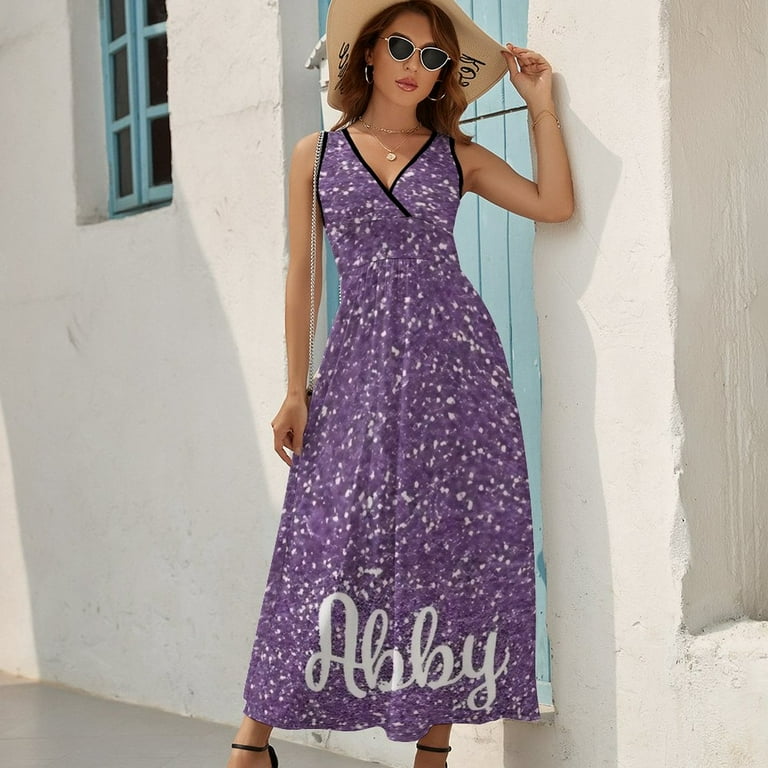 Dark Purple Glitter Sleeveless Dress Dresses Women Summer Evening Dresses  Ladies Bohemia Long Dresses - Walmart.com