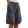 thumbnail image 3 of QATAINLAV Bermuda Shorts for Women Baggy Wide Leg Cargo Shorts Summer Knee Length Quick Dry Hiking Shorts with Pockets Dark Gray M, 3 of 7