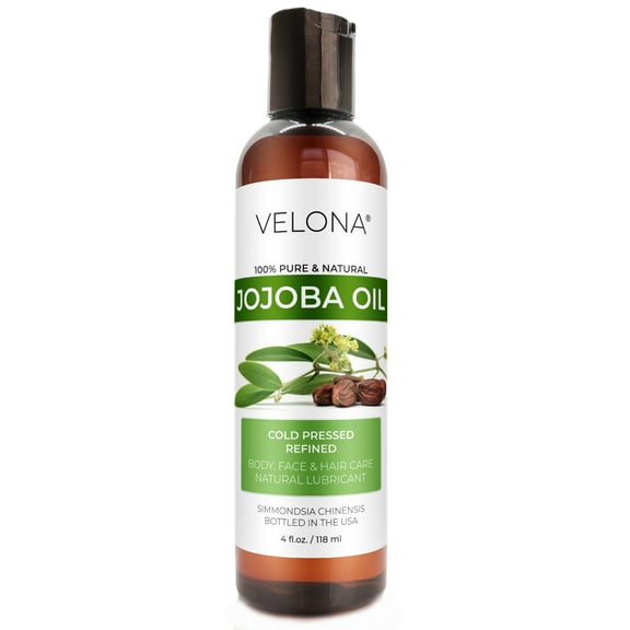 Jojoba Oil by Velona - 4 fl oz | 100% Pure and Natural Carrier Oil | Clear, Refined, Cold Pressed | Moisturizing Face, Hair, Body and Skin Care | Use Today - Enjoy Results