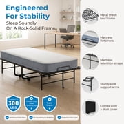 Mjkone Folding Bed with Mattress,75 x 31Rollaway Bed for Adults with Dust Cover,Twin Size Foldable Bed with Lockable Wheels for Small Space