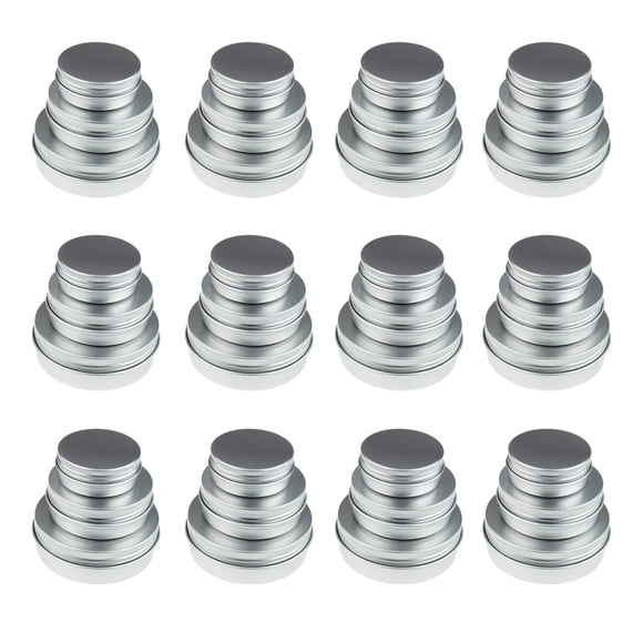 LJY 36 Pcs Boîtes Rondes en Aluminium Couvercle à Vis Boîtes Métalliques Bocaux Vides Glissières, 4oz 2oz & 1oz Tailles Mélangées