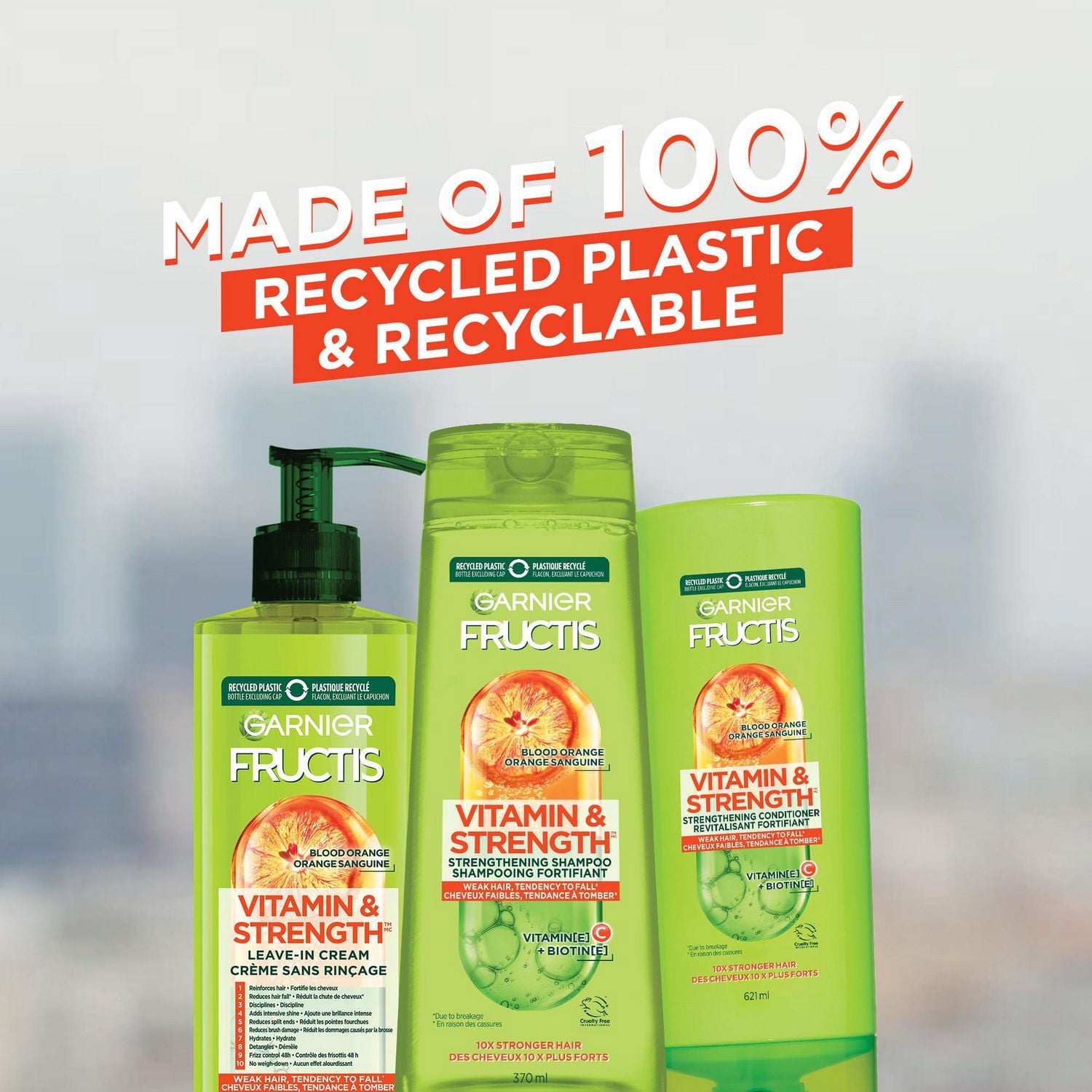 Garnier Fructis Vitamin & Strength Strengthening Conditioner for Weak Hair with Tendency to Fall, with Blood Orange, Vitamin C and Biotin, 354mL, Vitamin-enriched strengthening conditioner