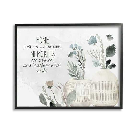 Stupell Industries Floral Where Love Resides Inspirational Painting Black Framed Art Print Wall Art, 14 x 11